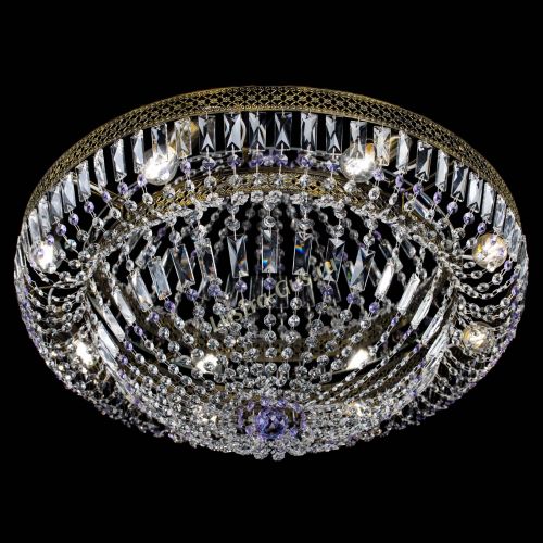 Люстра Венеция Купол пластинка под бронзу Фиолетовая в Магнитогорске Гусь Хрустальный