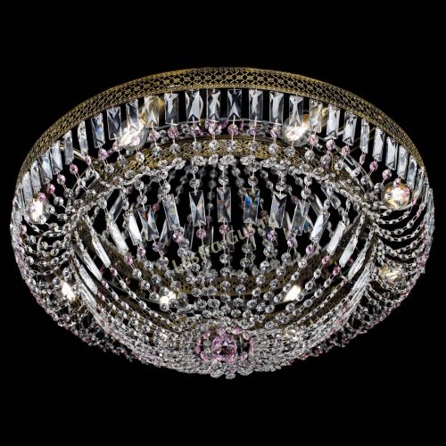 Люстра Венеция Купол пластинка под бронзу Розовая в Магнитогорске Гусь Хрустальный