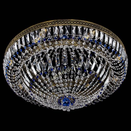 Люстра Венеция Купол пластинка под бронзу Синяя в Магнитогорске Гусь Хрустальный