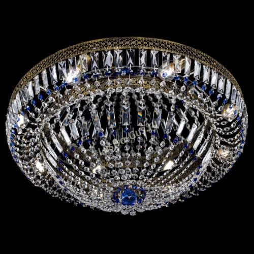 Люстра Венеция Купол пластинка под бронзу Синяя в Магнитогорске Гусь Хрустальный