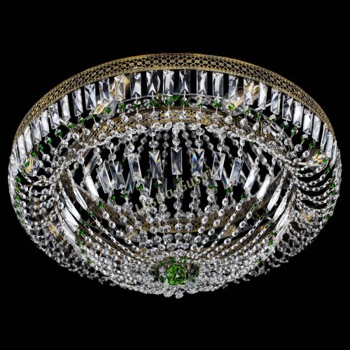 Люстра Венеция Купол пластинка под бронзу Зеленая в Магнитогорске Гусь Хрустальный