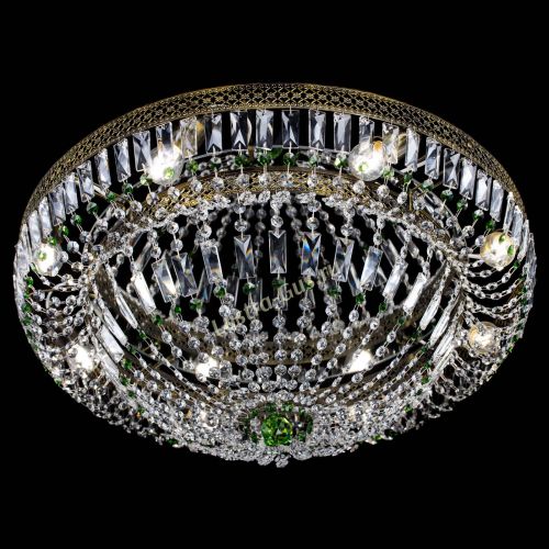 Люстра Венеция Купол пластинка под бронзу Зеленая в Магнитогорске Гусь Хрустальный