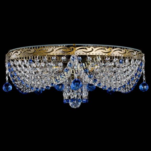 Люстра Виктория Синяя под бронзу в Магнитогорске Гусь Хрустальный