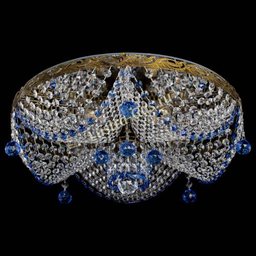 Люстра Виктория Синяя под бронзу в Магнитогорске Гусь Хрустальный