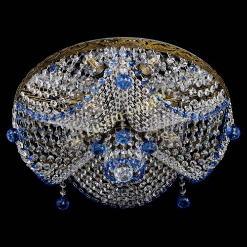 Люстра Виктория Синяя под бронзу в Магнитогорске Гусь Хрустальный