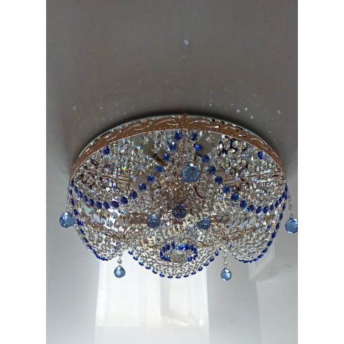 Люстра Виктория Синяя в Магнитогорске Гусь Хрустальный