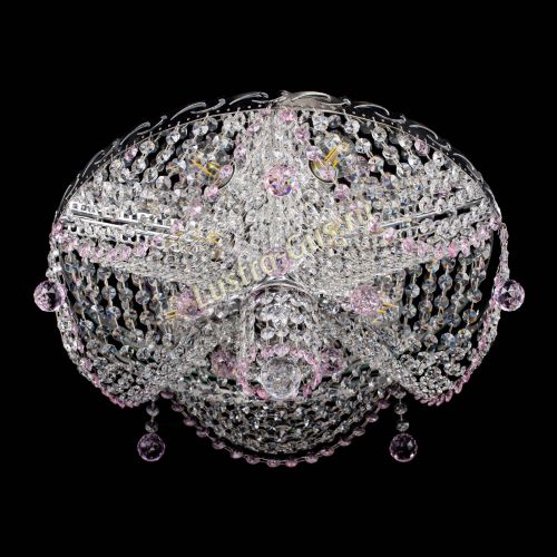 Люстра Виктория розовая в Магнитогорске Гусь Хрустальный