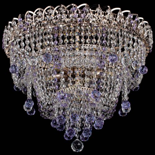 Люстра Водопад Софья фиолетовая в Магнитогорске Гусь Хрустальный