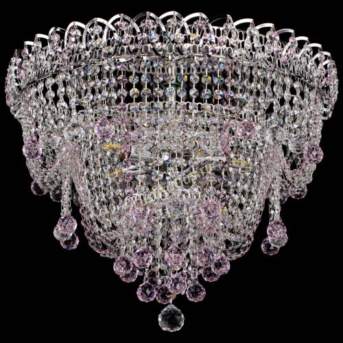 Люстра Водопад Софья розовая в Магнитогорске Гусь Хрустальный