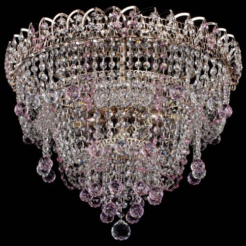 Люстра Водопад Софья розовая в Магнитогорске Гусь Хрустальный