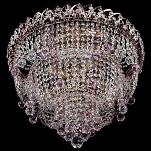 Люстра Водопад Софья розовая в Магнитогорске Гусь Хрустальный