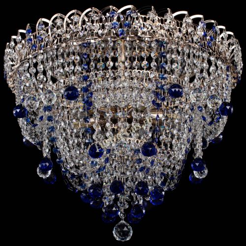 Люстра Водопад Софья синяя в Магнитогорске Гусь Хрустальный