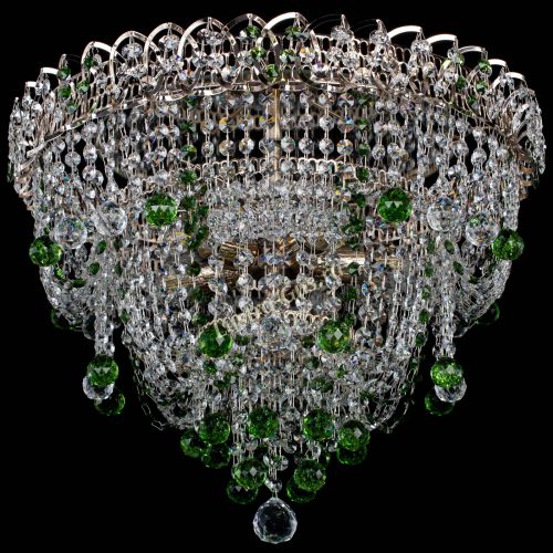 Люстра Водопад Софья зеленая в Магнитогорске Гусь Хрустальный