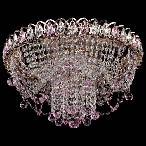 Люстра Водоворот Ольга шар розовая в Магнитогорске Гусь Хрустальный