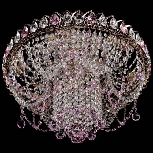 Люстра Водоворот Ольга шар розовая в Магнитогорске Гусь Хрустальный