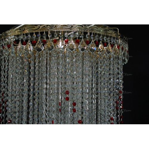 Люстра Вьюга длинная красная в Магнитогорске Гусь Хрустальный