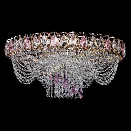 Люстра Жасмин Каскад розовый в Магнитогорске Гусь Хрустальный