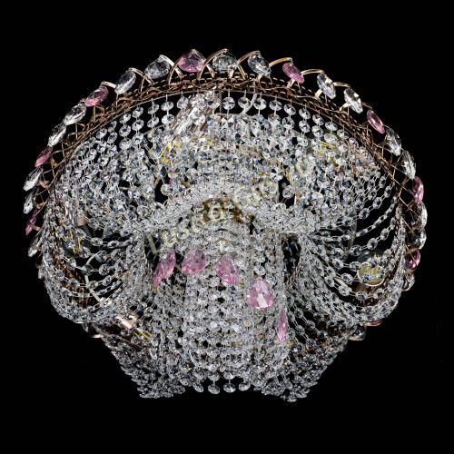 Люстра Жасмин Каскад розовый в Магнитогорске Гусь Хрустальный