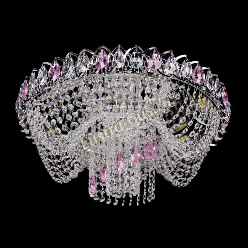 Люстра Жасмин Каскад розовый в Магнитогорске Гусь Хрустальный