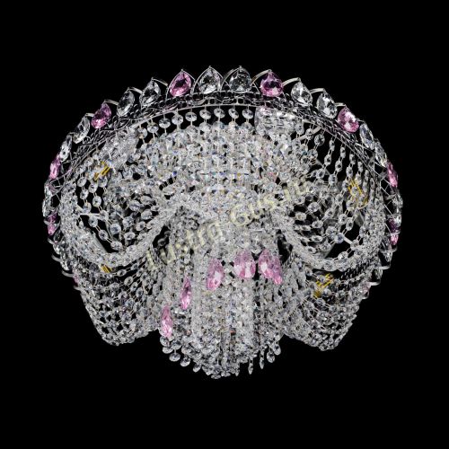 Люстра Жасмин Каскад розовый в Магнитогорске Гусь Хрустальный